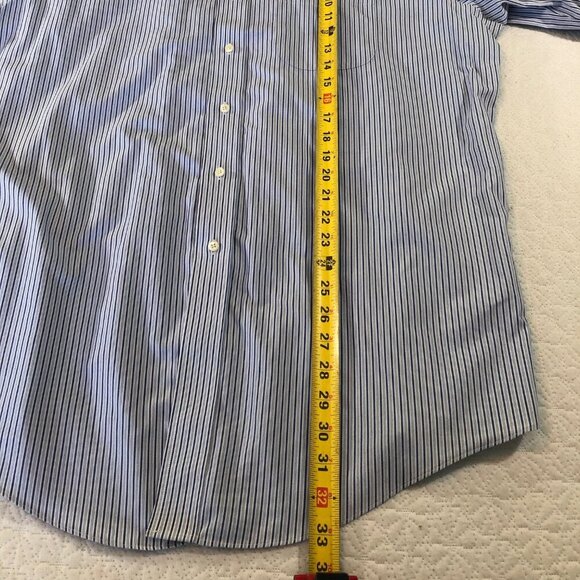 Brooks Brothers 1818 Mens Size 17-33 Non-Iron Shirt 100% Cotton Blue Stripe - Picture 7 of 9